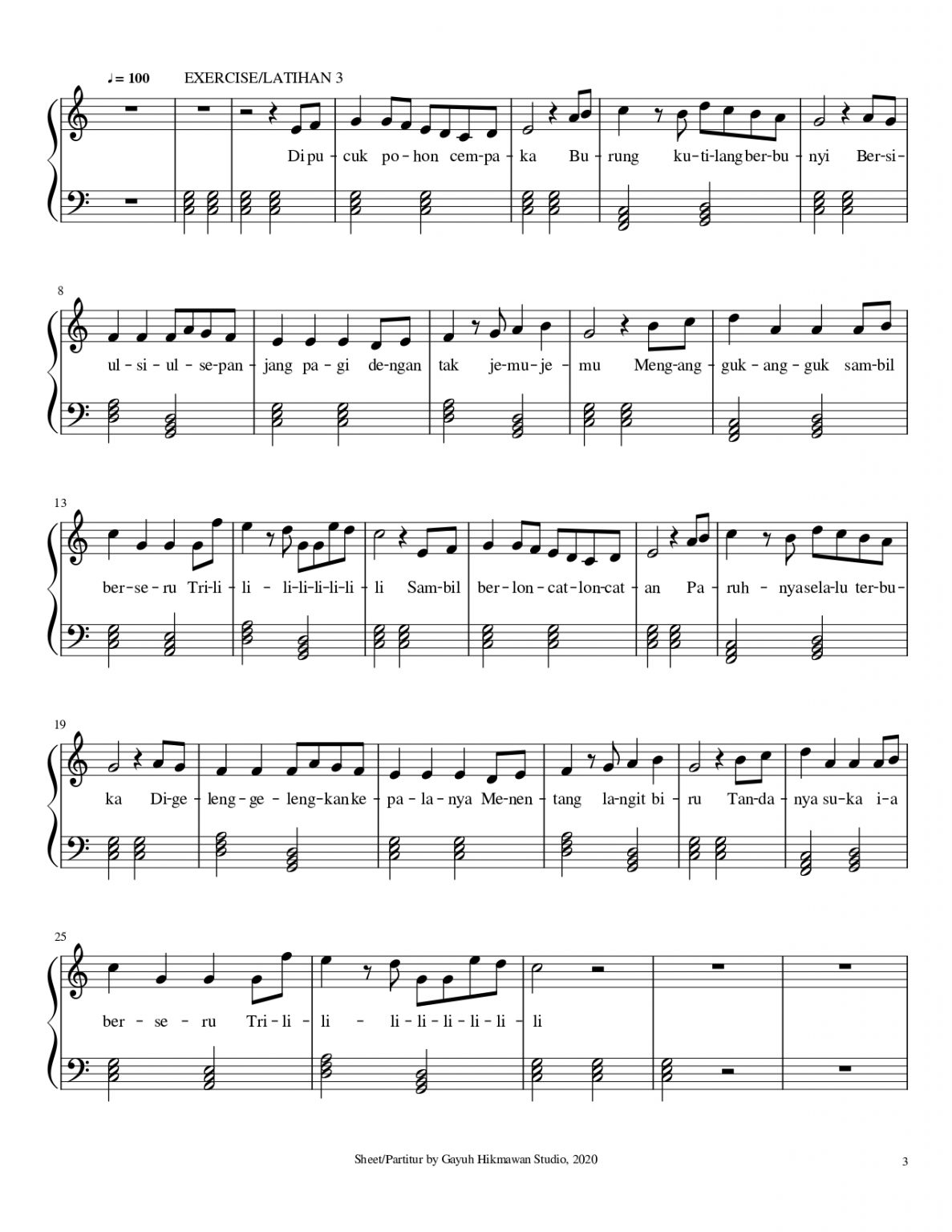 Burung Kutilang (latihan) – Gayuh Hikmawan Studio